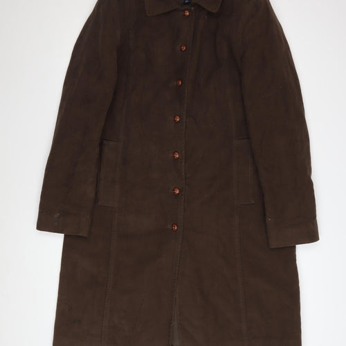 GAP Men's Brown Cotton Long Overcoat Size L Classic Buttoned Style