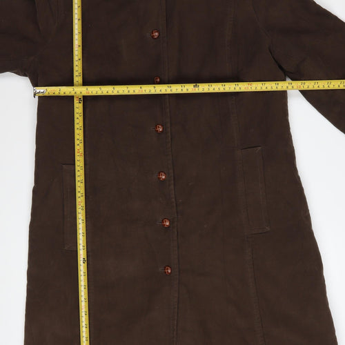 GAP Men's Brown Cotton Long Overcoat Size L Classic Buttoned Style