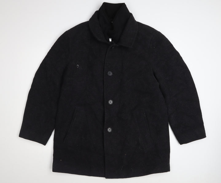 Calvin Klein Men's Black Wool Blend Overcoat Size S