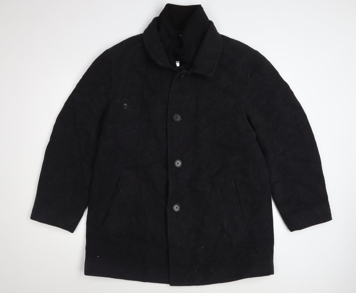 Calvin Klein Men's Black Wool Blend Overcoat Size S
