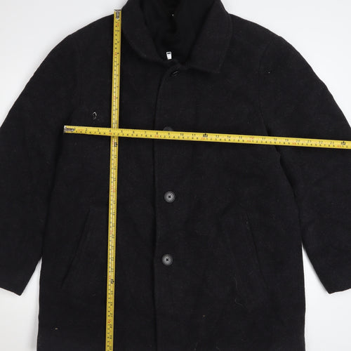 Calvin Klein Men's Black Wool Blend Overcoat Size S