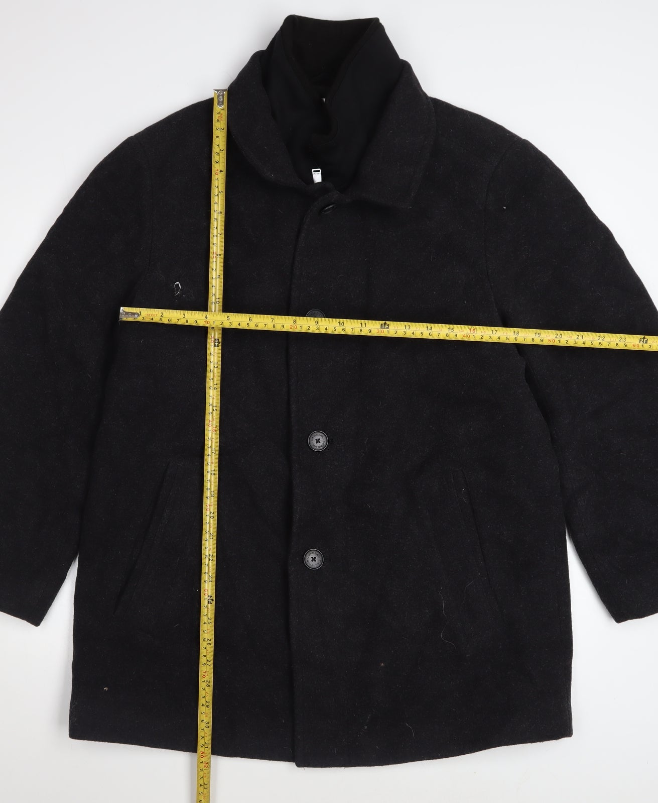 Calvin Klein Men's Black Wool Blend Overcoat Size S