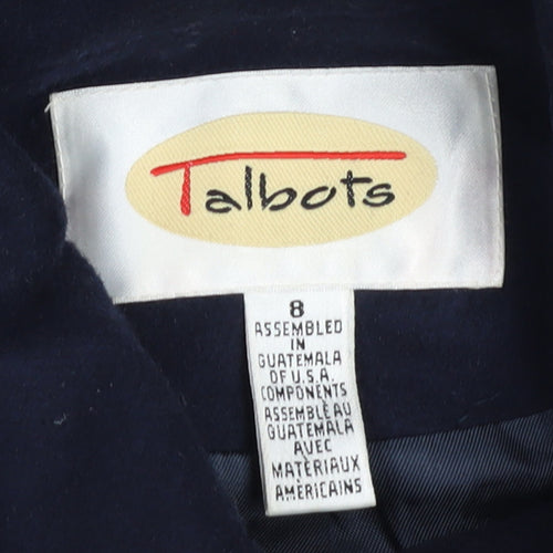 Talbots Women's Navy Blue Wool Duffle Coat Size 12 Hooded Toggle Mid-Length
