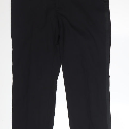 Jeff Banks Men's Black Regular Fit Wool Blend Dress Trousers 36in