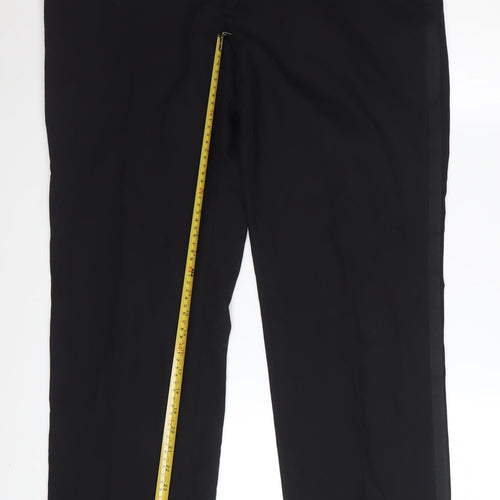 Jeff Banks Men's Black Regular Fit Wool Blend Dress Trousers 36in