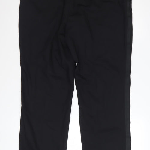 Jeff Banks Men's Black Regular Fit Wool Blend Dress Trousers 36in