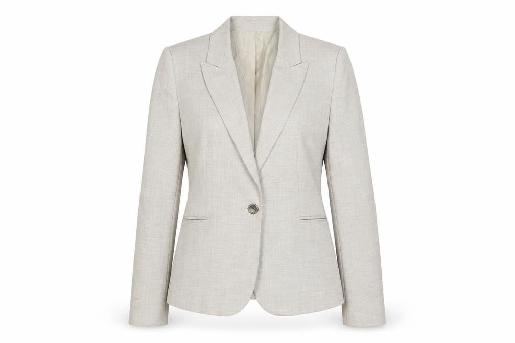 Zara Women Beige Tailored Blazer UK 14 Classic Single-Breasted Jacket