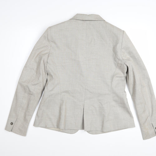 Zara Women Beige Tailored Blazer UK 14 Classic Single-Breasted Jacket