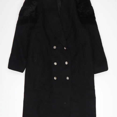 Balimel Women's Black Wool Overcoat Size 10 Long Vintage Lined