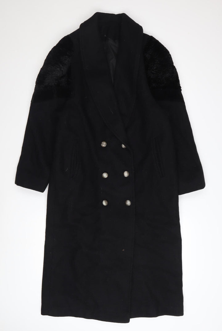 Balimel Women's Black Wool Overcoat Size 10 Long Vintage Lined