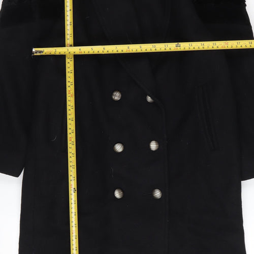 Balimel Women's Black Wool Overcoat Size 10 Long Vintage Lined