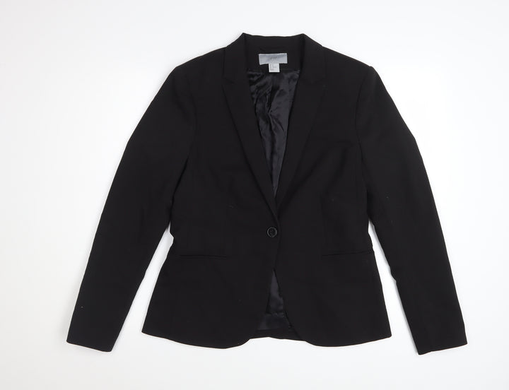 H&M Women’s Black Blazer Size 14 Slim Fit Tailored One Button Jacket