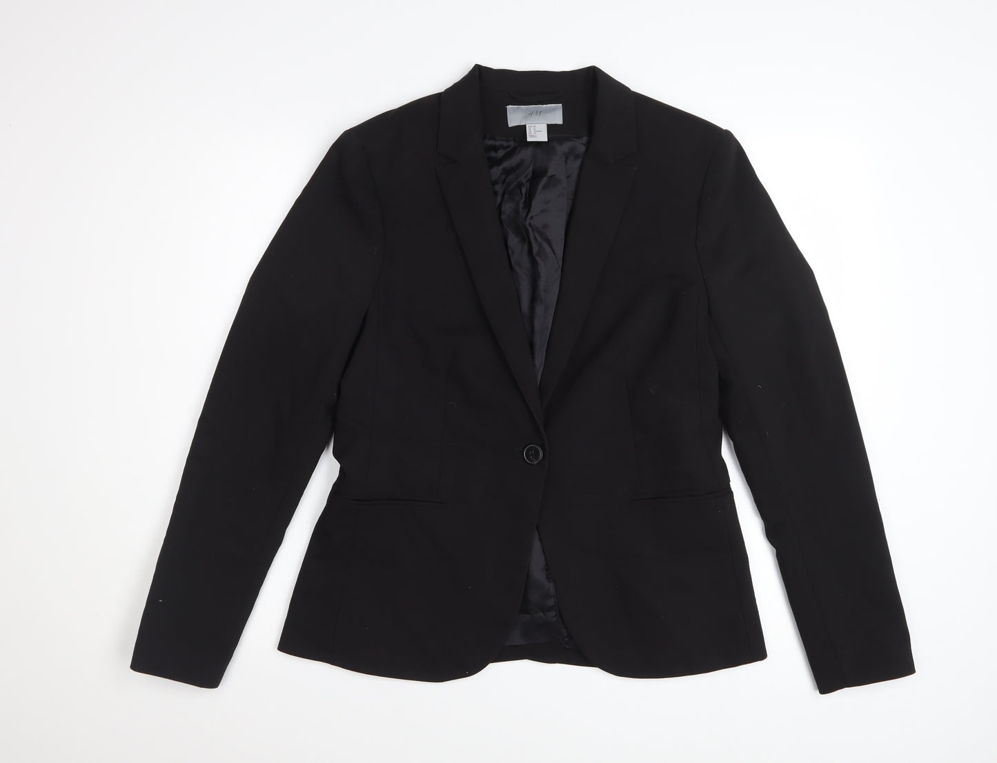 H&M Women’s Black Blazer Size 14 Slim Fit Tailored One Button Jacket