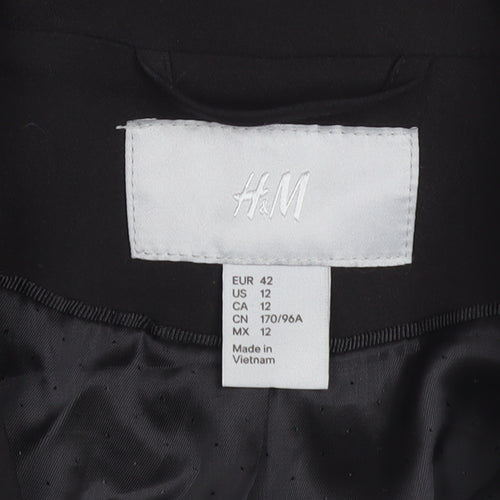 H&M Women’s Black Blazer Size 14 Slim Fit Tailored One Button Jacket