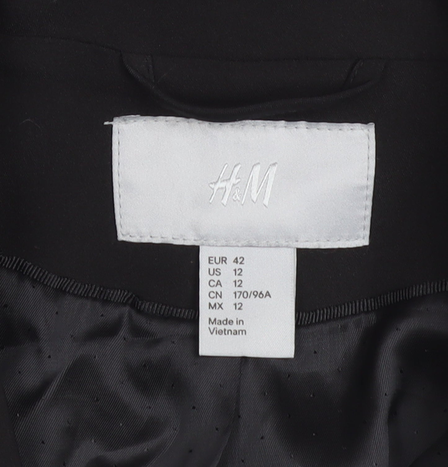 H&M Women’s Black Blazer Size 14 Slim Fit Tailored One Button Jacket