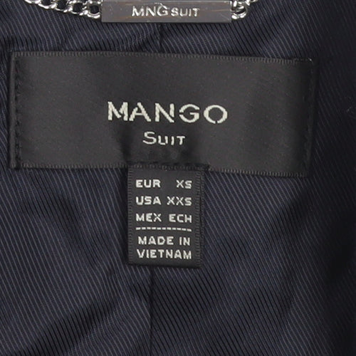 Mango Women Blue Double Breasted Cotton Linen Blazer XS