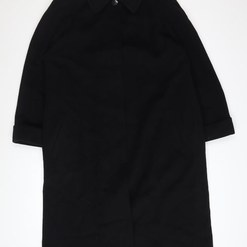 Marks and Spencer Women Black Wool Blend Long Overcoat UK 12