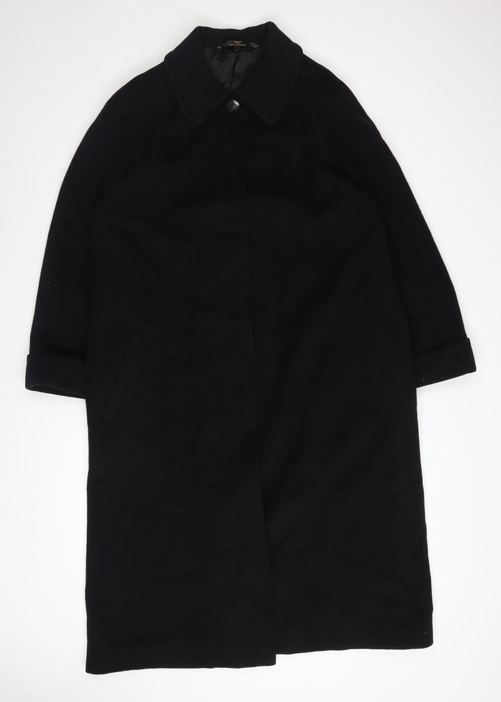 Marks and Spencer Women Black Wool Blend Long Overcoat UK 12