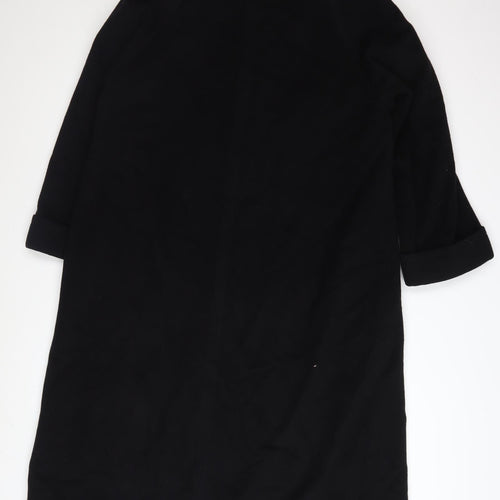 Marks and Spencer Women Black Wool Blend Long Overcoat UK 12