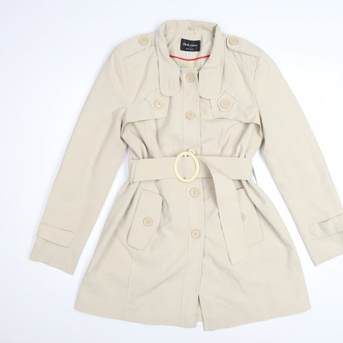 De la Crème Women’s Beige Trench Coat Size 14 Belted Mid-Length