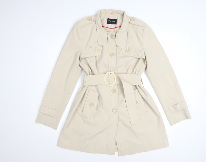 De la Crème Women’s Beige Trench Coat Size 14 Belted Mid-Length