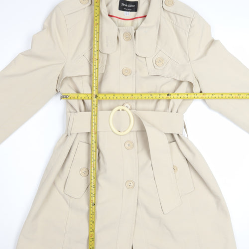 De la Crème Women’s Beige Trench Coat Size 14 Belted Mid-Length