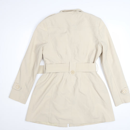 De la Crème Women’s Beige Trench Coat Size 14 Belted Mid-Length
