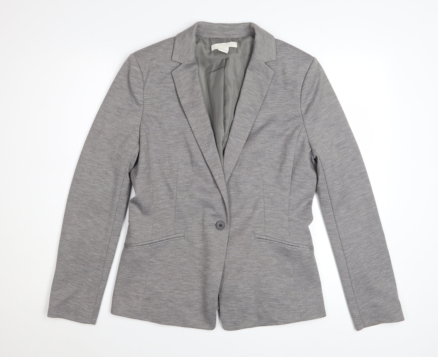 H&M Women Grey Classic Long Sleeve Blouse Size 14