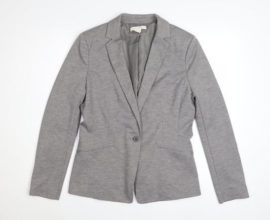 H&M Women Grey Classic Long Sleeve Blouse Size 14