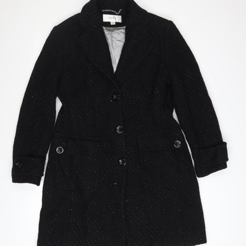 Next Women's Black Wool Blend Mid-Length Overcoat Size 14