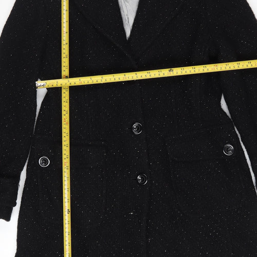 Next Women's Black Wool Blend Mid-Length Overcoat Size 14