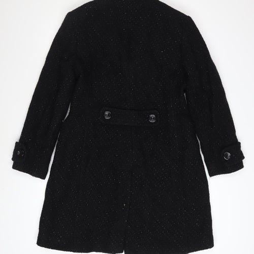 Next Women's Black Wool Blend Mid-Length Overcoat Size 14