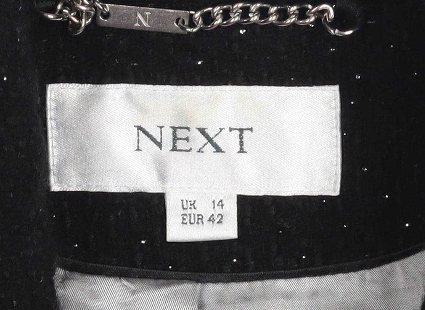 Next Women's Black Wool Blend Mid-Length Overcoat Size 14
