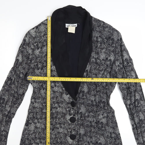 California Concepts Women's Grey Floral Jacquard Shawl Lapel Blazer Size L