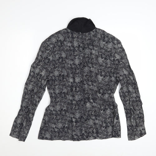California Concepts Women's Grey Floral Jacquard Shawl Lapel Blazer Size L