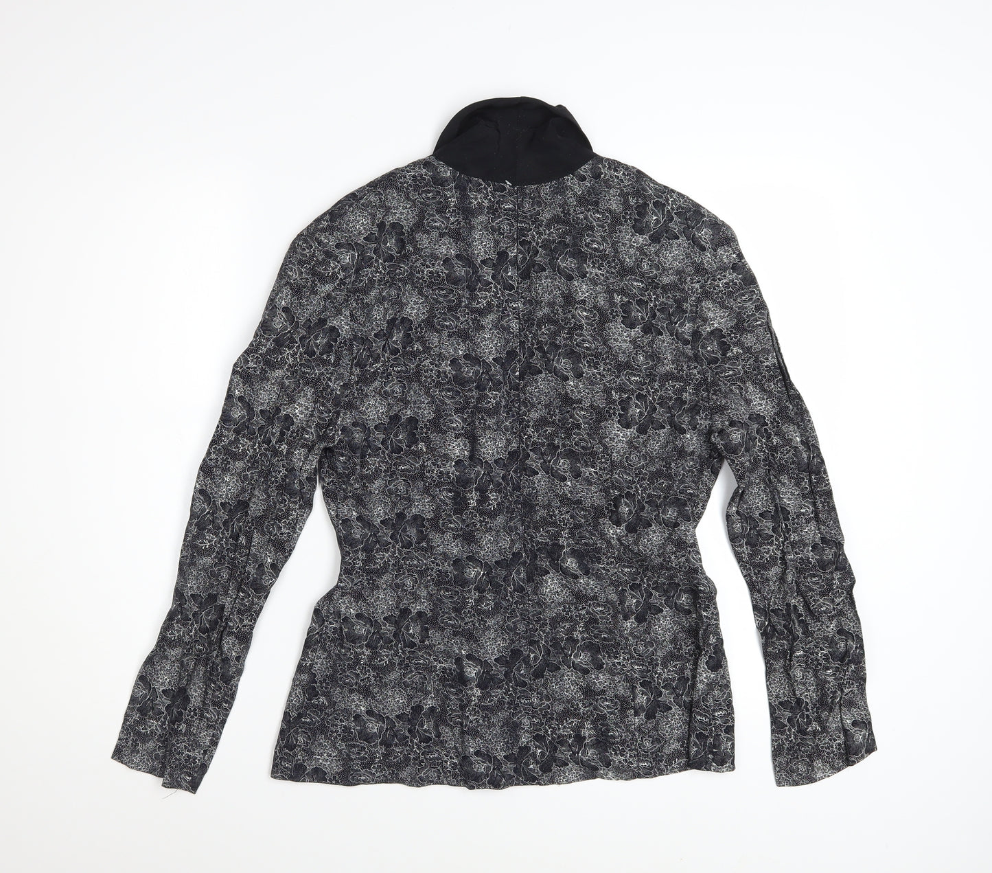 California Concepts Women's Grey Floral Jacquard Shawl Lapel Blazer Size L