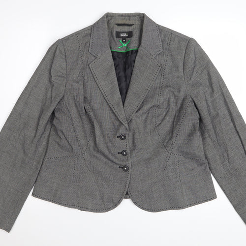 Marks and Spencer Women's Grey Check Blazer UK 18 Classic Fit