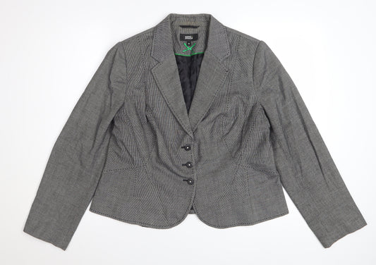 Marks and Spencer Women's Grey Check Blazer UK 18 Classic Fit