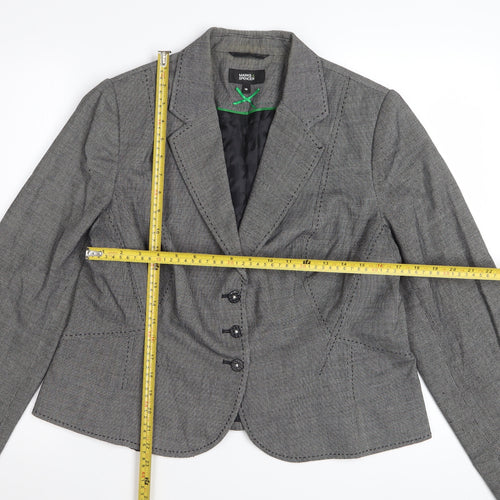 Marks and Spencer Women's Grey Check Blazer UK 18 Classic Fit