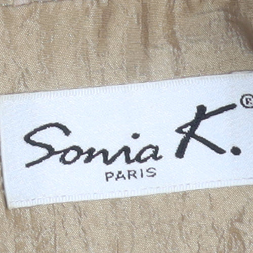 Sonia K. Women Beige Blazer Jacket Size 12 Lace Detail Silk Blend