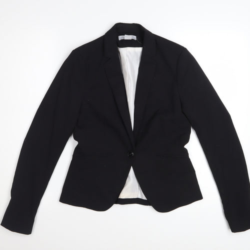 H&M Women Black Size 6 Single-Breasted Blazer Jacket