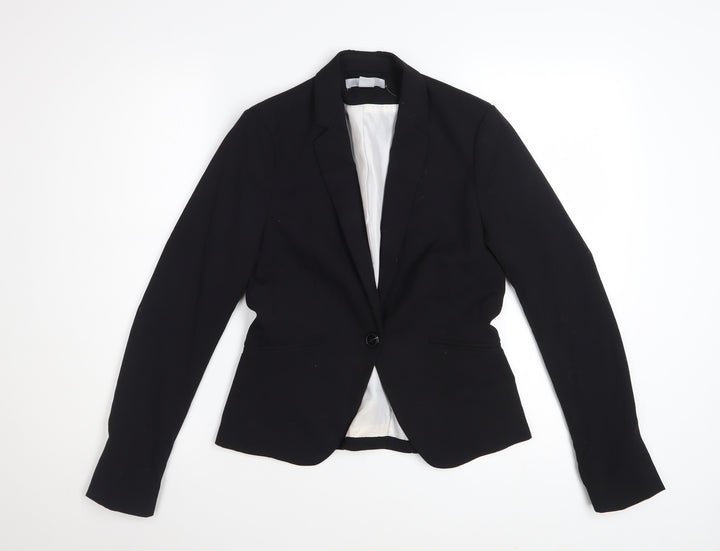 H&M Women Black Size 6 Single-Breasted Blazer Jacket