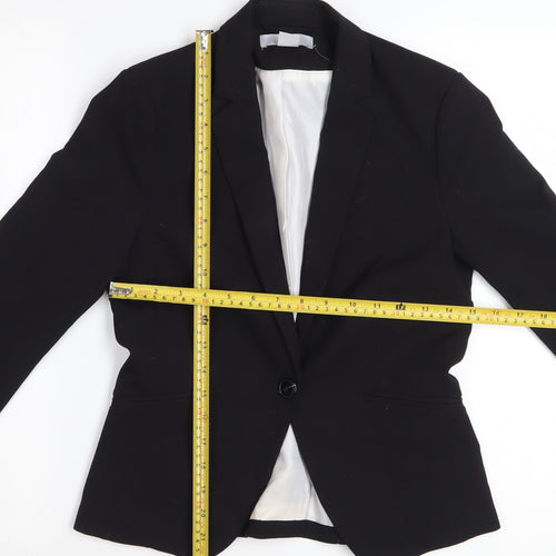 H&M Women Black Size 6 Single-Breasted Blazer Jacket