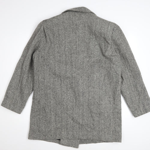 Herman Kay Women's Grey Wool Blend Herringbone Pea Coat Size 10