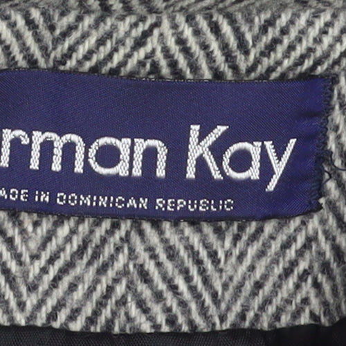 Herman Kay Women's Grey Wool Blend Herringbone Pea Coat Size 10