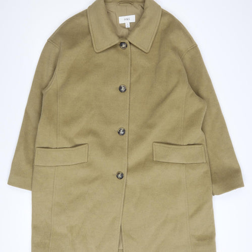 Marks and Spencer Women Beige Overcoat Size 18 Regular Polyester Blend