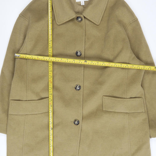 Marks and Spencer Women Beige Overcoat Size 18 Regular Polyester Blend