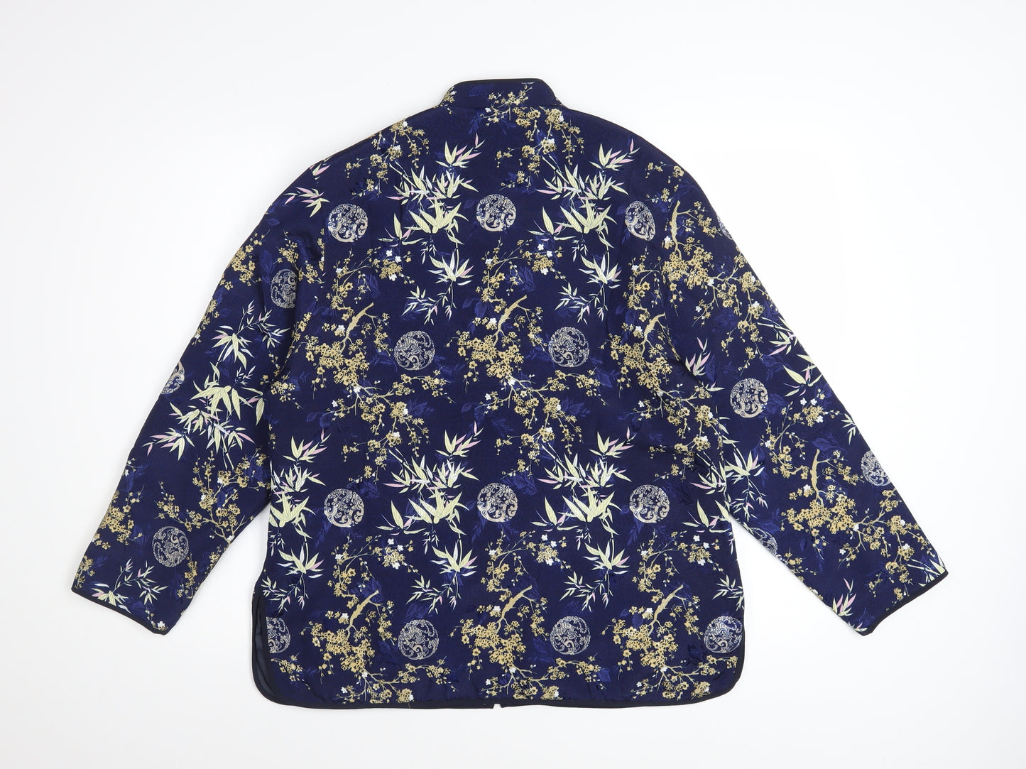 Tung Tai Women's Blue Floral Silk Kimono Jacket Size L