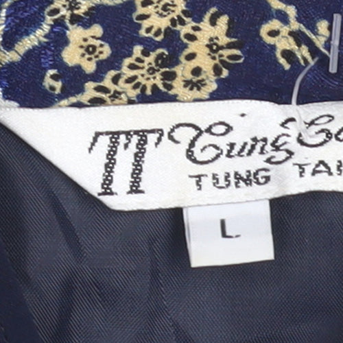Tung Tai Women's Blue Floral Silk Kimono Jacket Size L