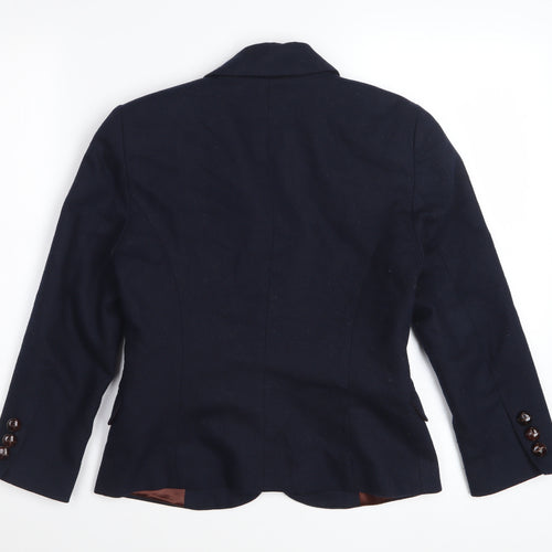 Topshop Women’s Navy Blue Wool Blend Tailored Blazer UK 8